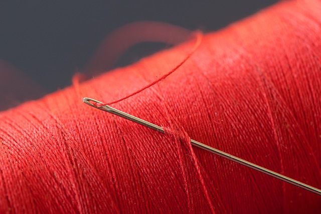 close-up fabric weave and stitching detail for garment construction learning
